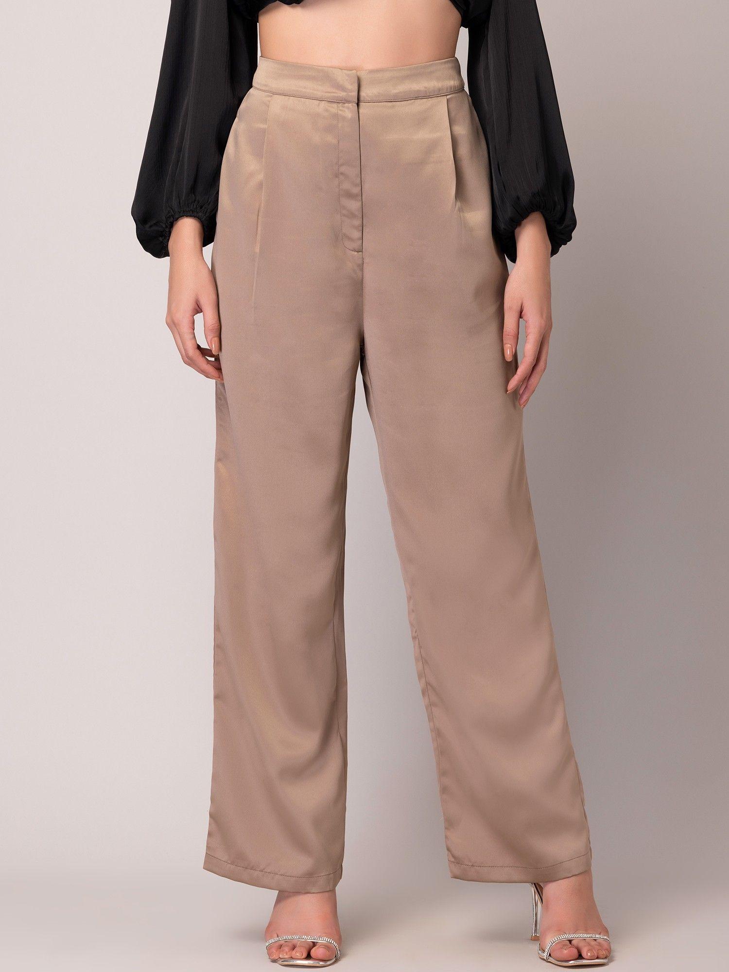 brown high rise straight pants