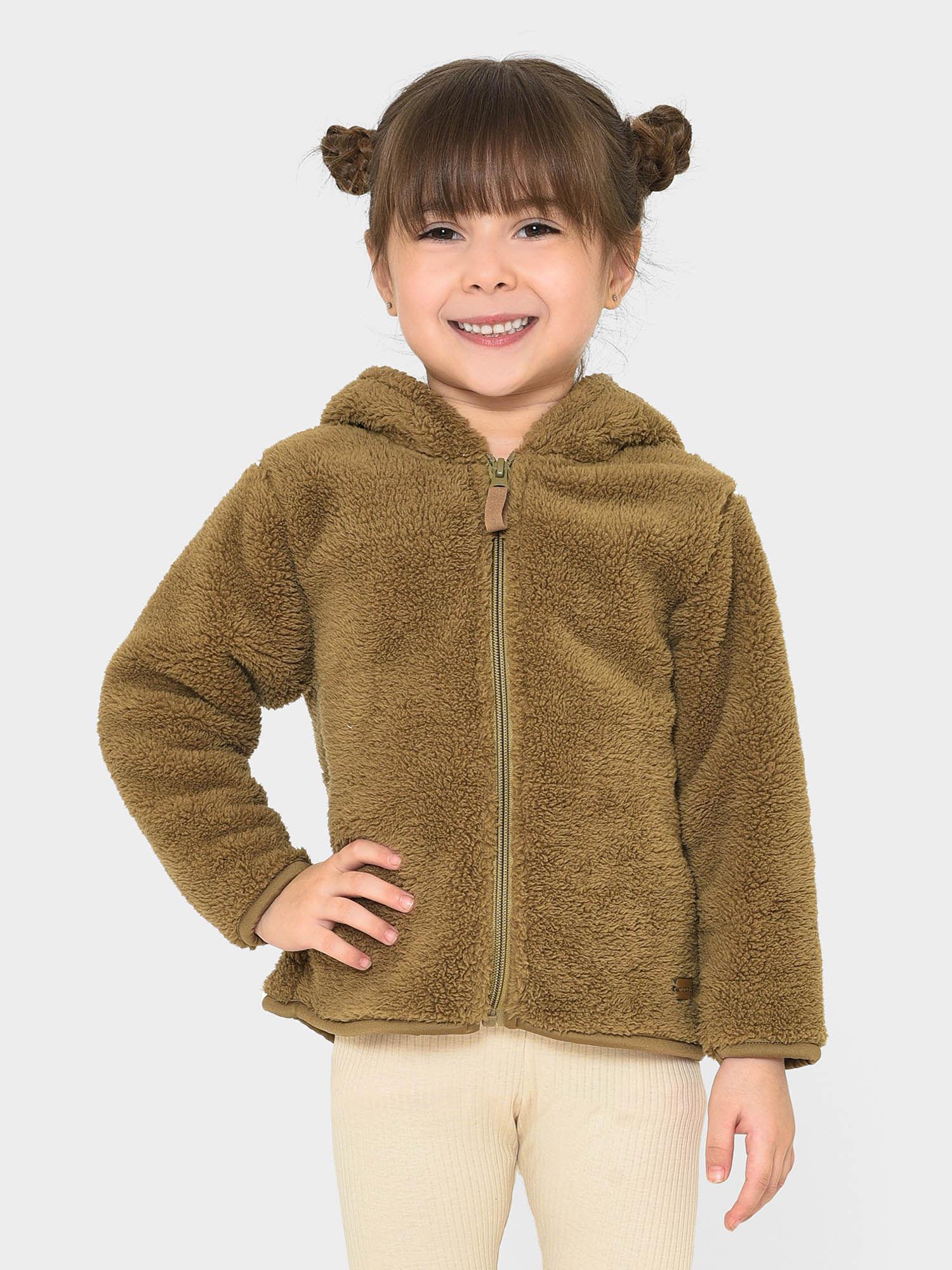 brown hooded full sleeve sweater for kids