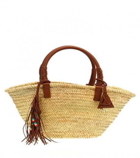 brown icon palm leaf big handbag