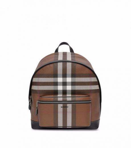 brown jett check motif large backpack