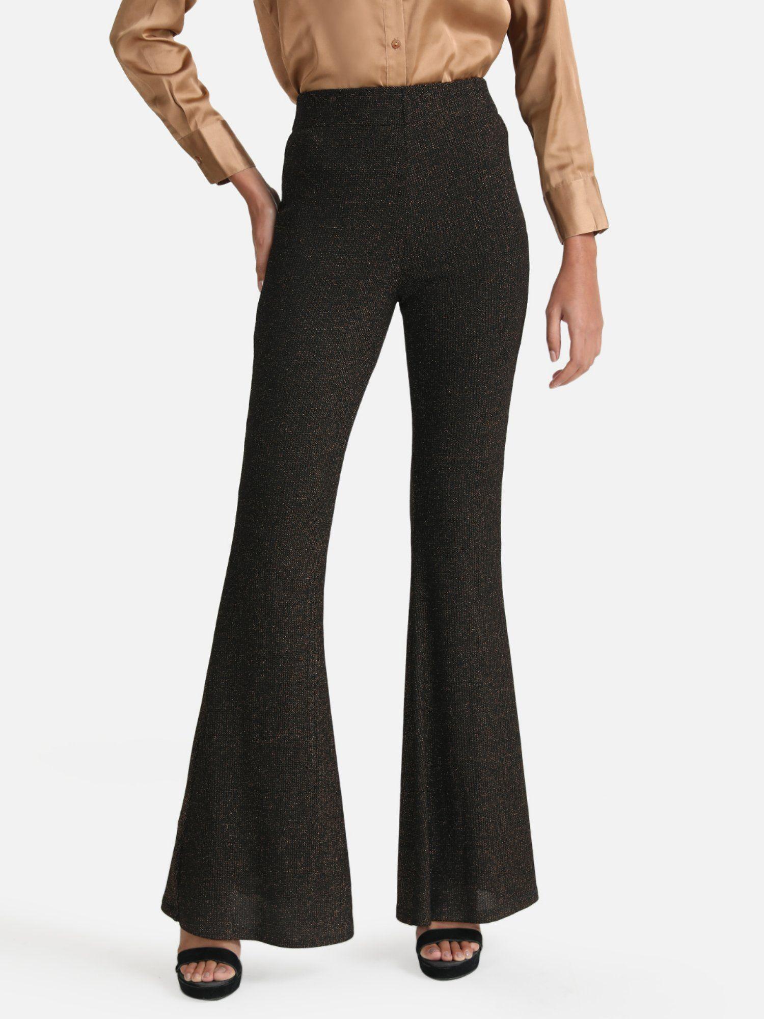 brown knitted flared pants