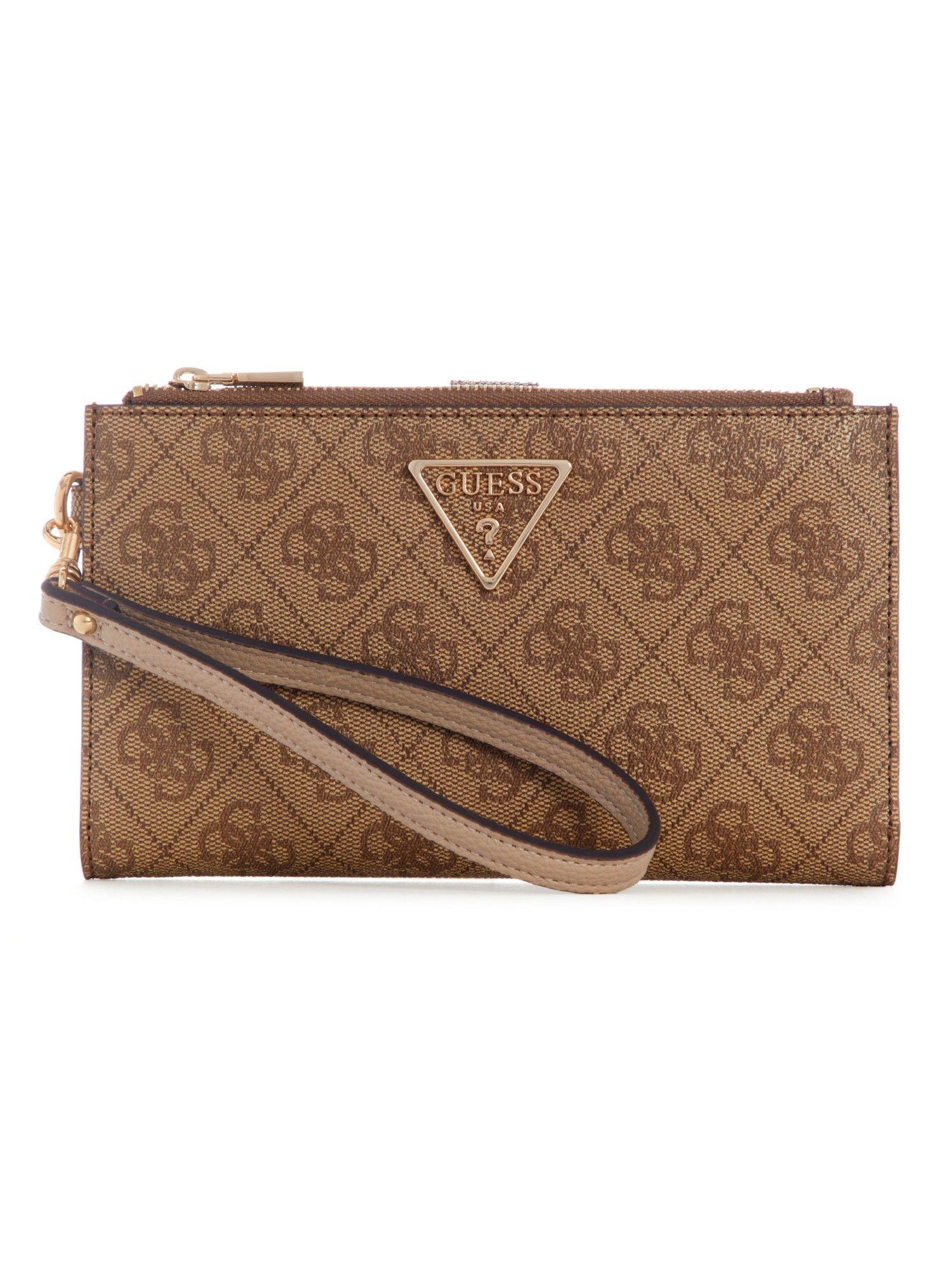 brown laurel double zip organizer wallet
