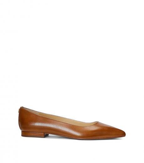 brown leather ballet flats