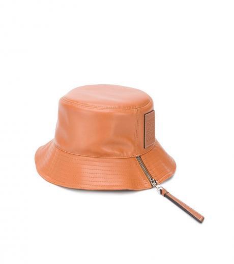 brown leather fisherman's hat