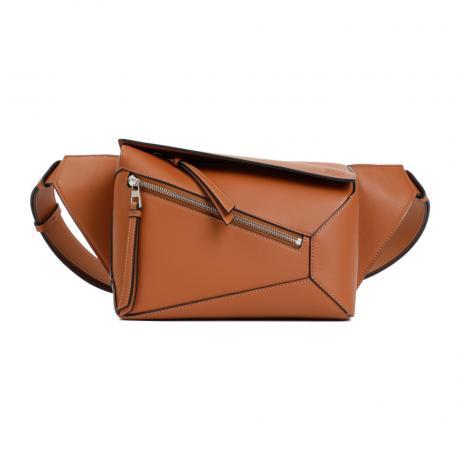 brown leather puzzle crossbody bag