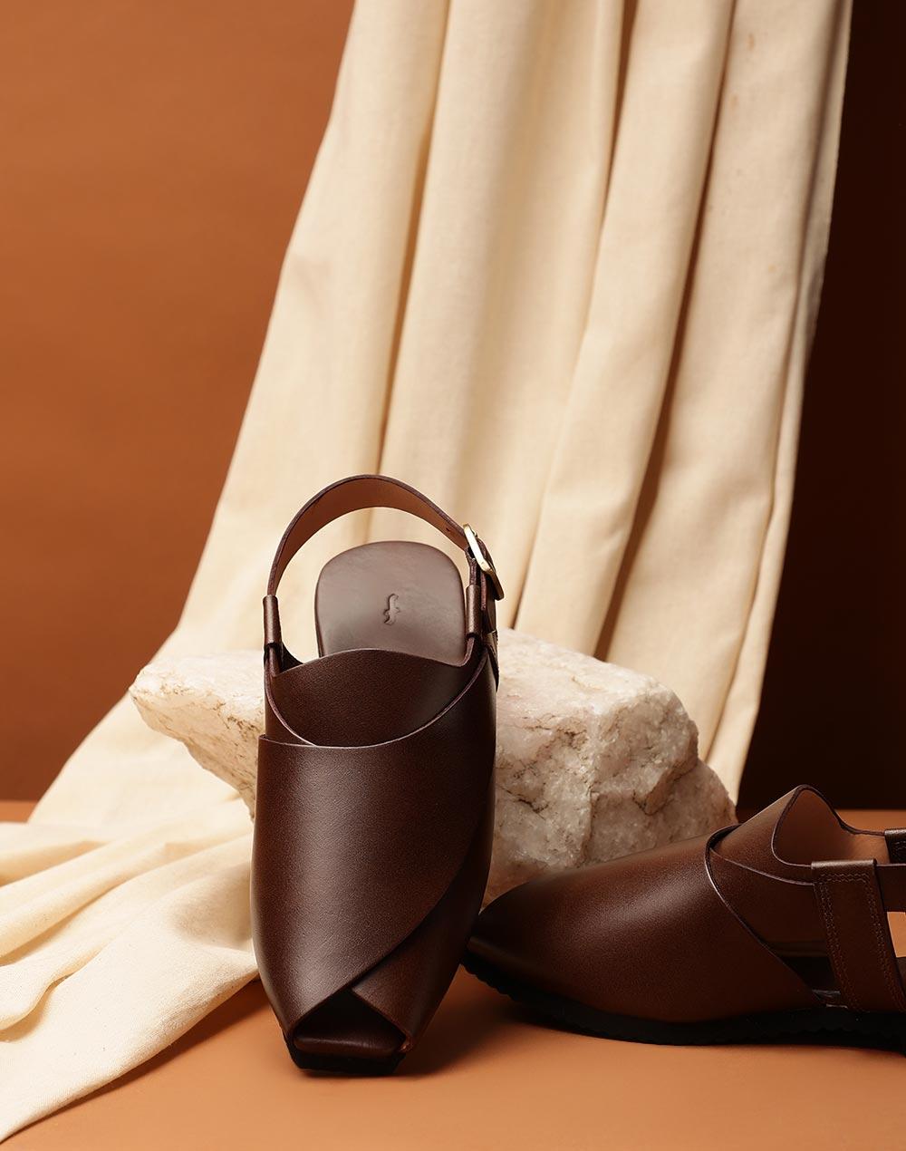 brown leather sandals