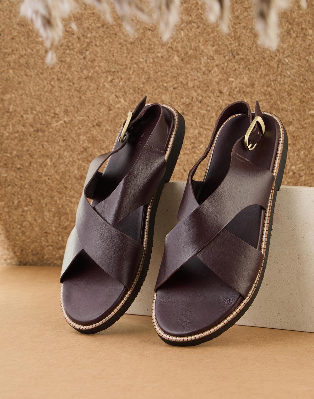 brown leather sandals