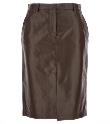 brown leather skirt