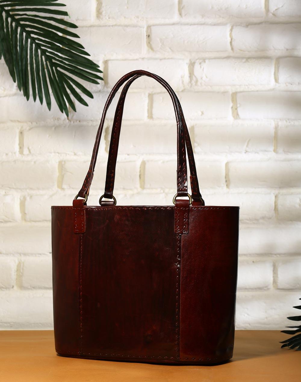 brown leather tote