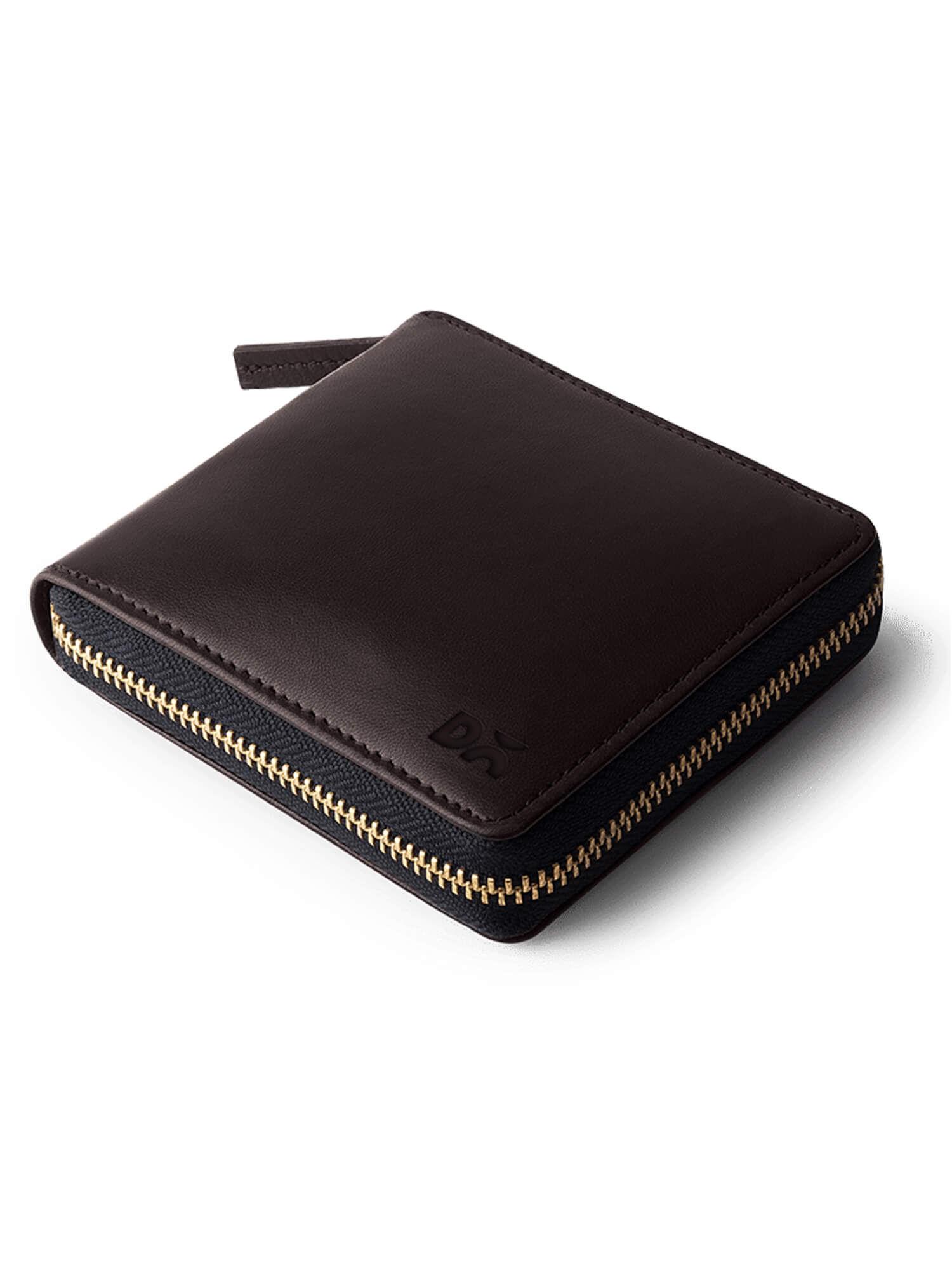 brown leather zip wallet