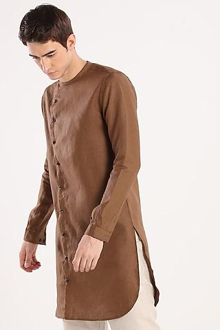 brown linen kurta