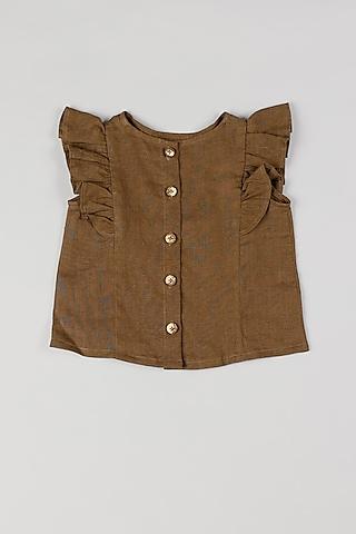 brown linen top for girls