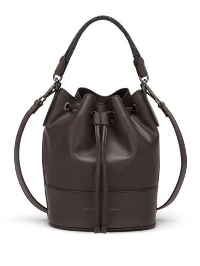 brown logo bucket bag