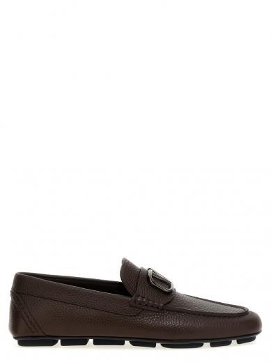 brown logo signature loafers