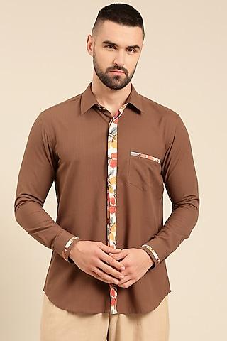 brown malai cotton printed shirt