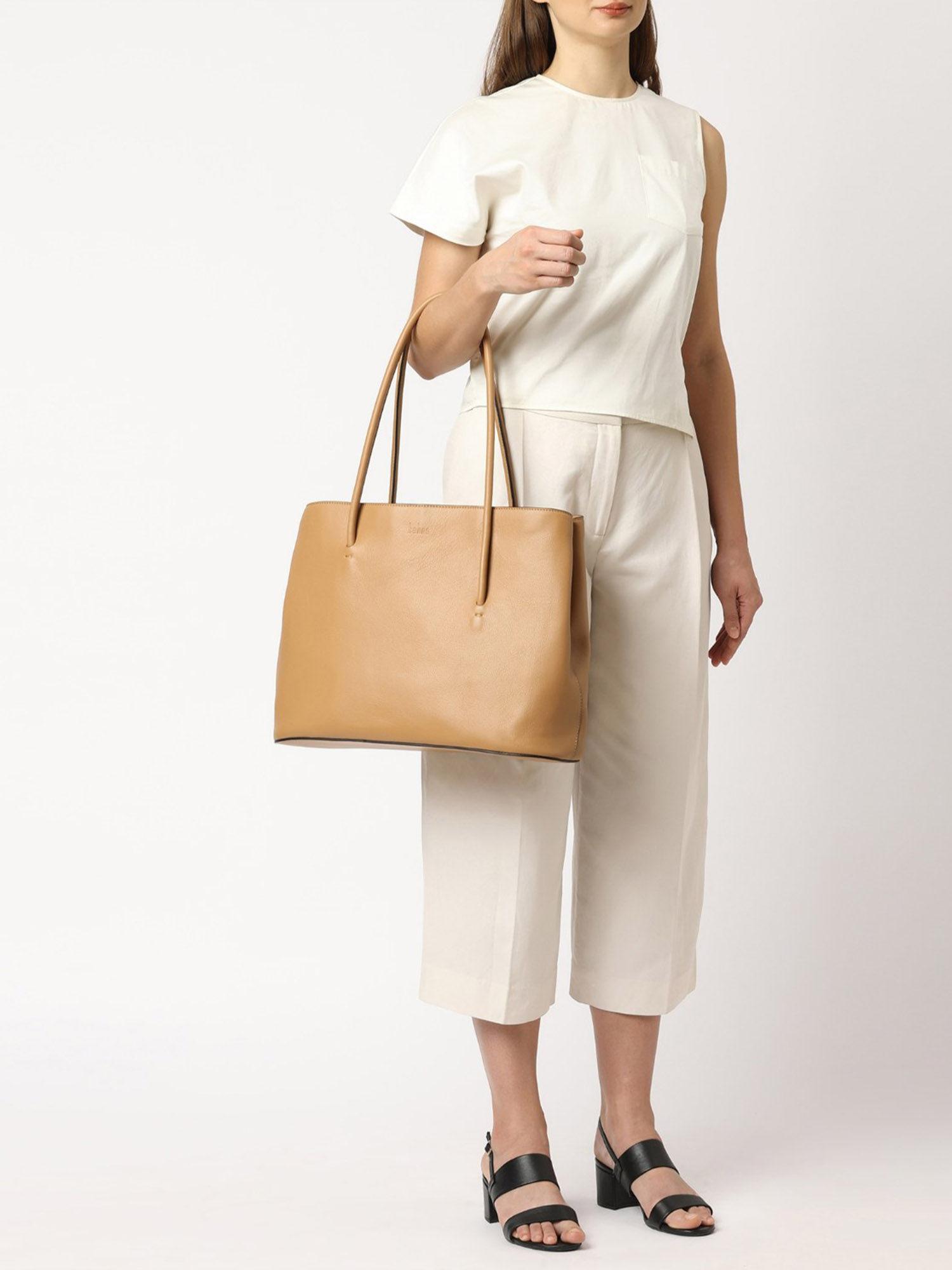 brown meena milled tote bag