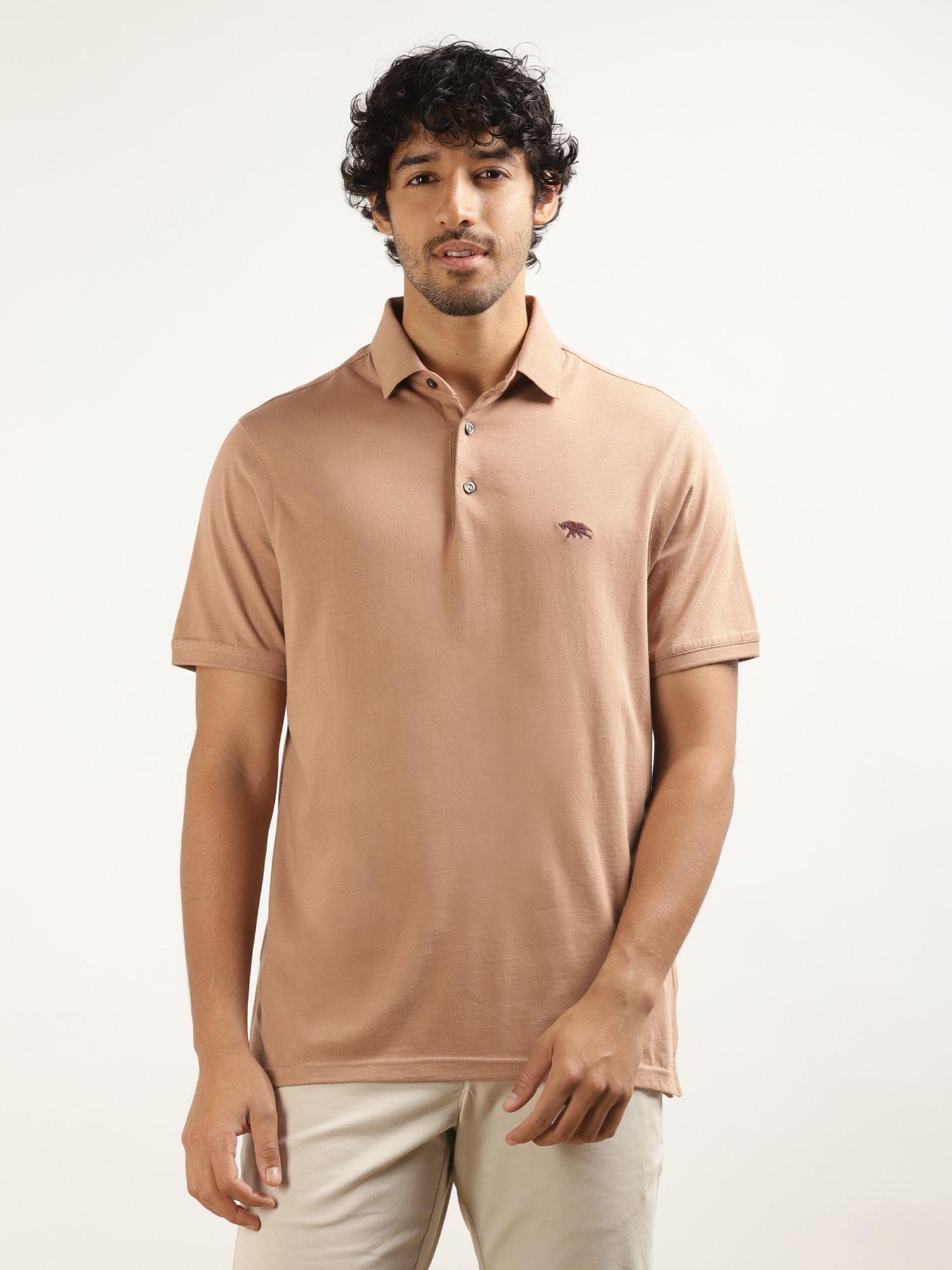 brown men casual polo t-shirt