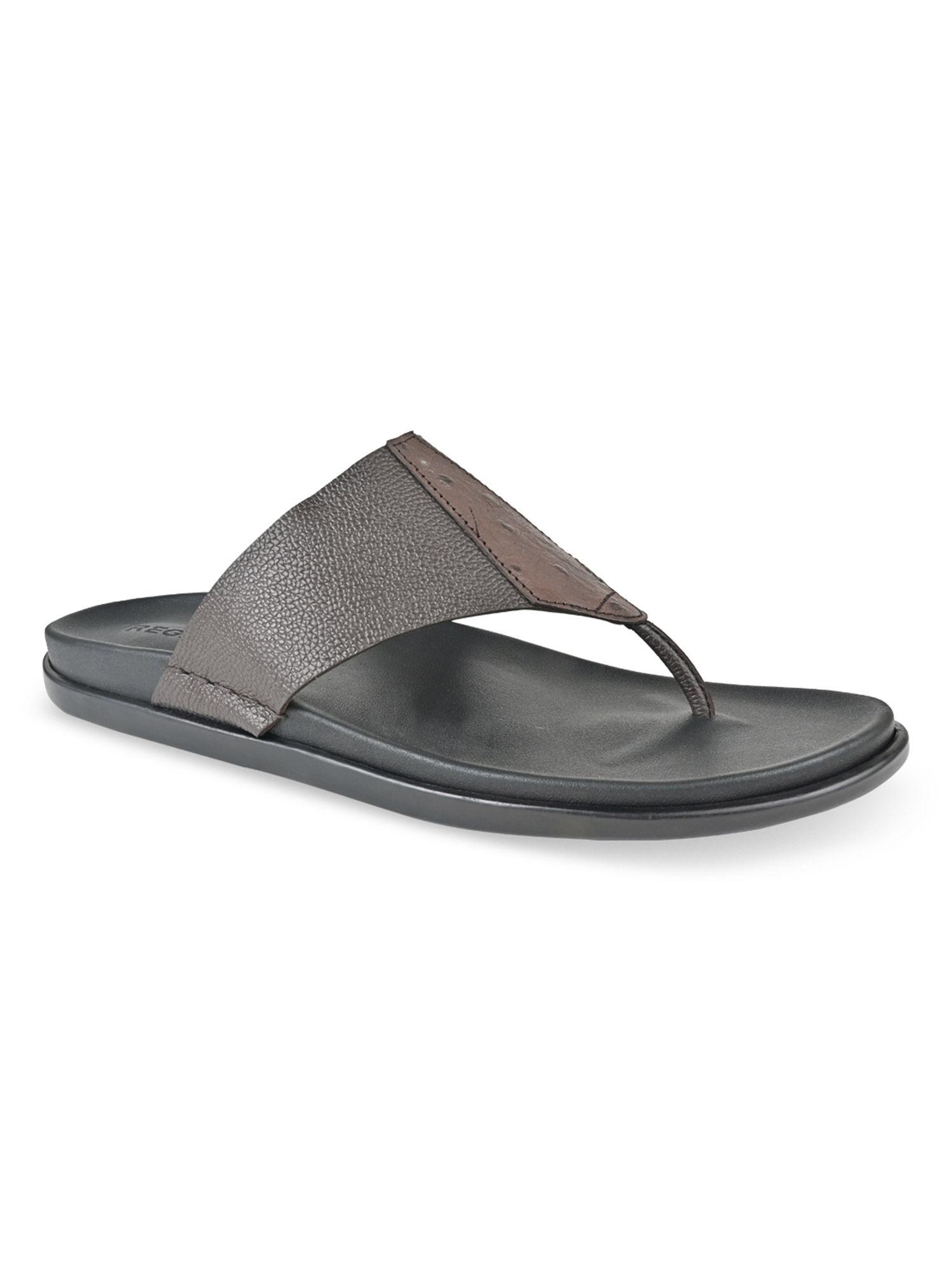 brown men solid leather flipflops