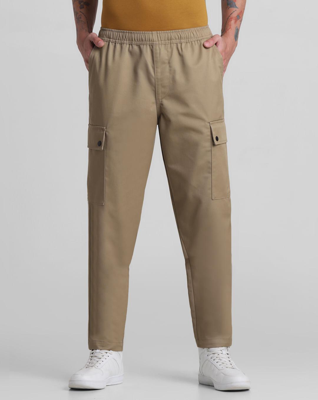 brown mid rise cargo joggers