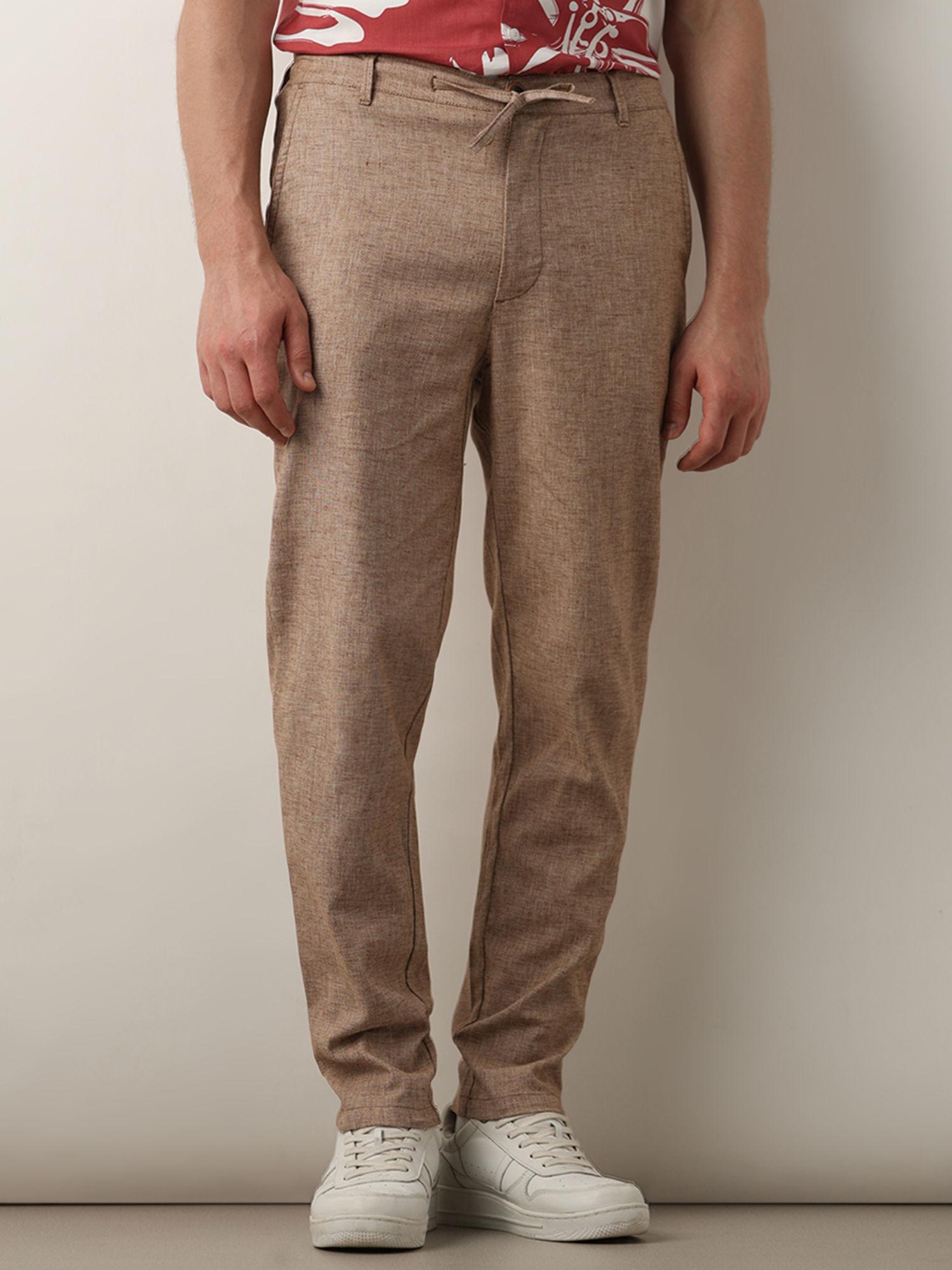 brown mid rise casual pant