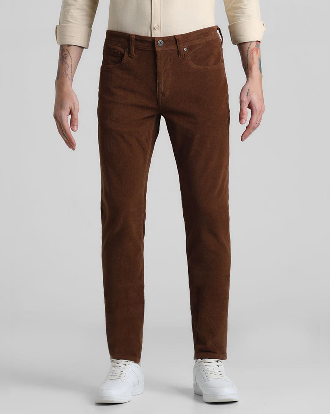 brown mid rise corduroy pants