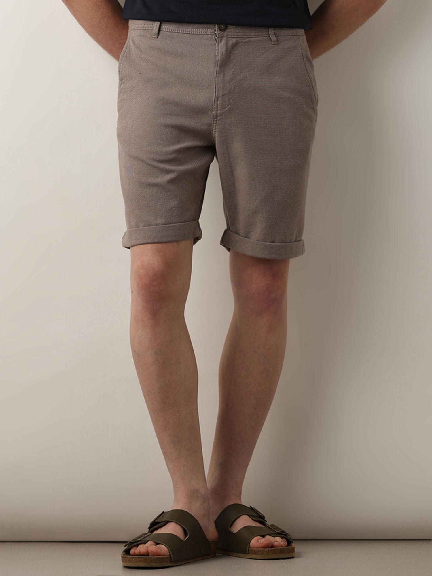 brown mid rise shorts