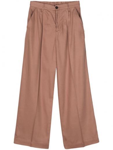 brown pleated detail trousers