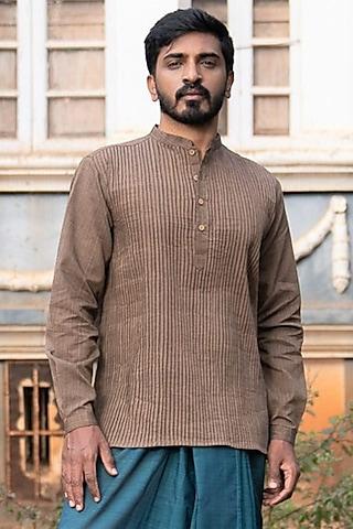 brown pleated kurta