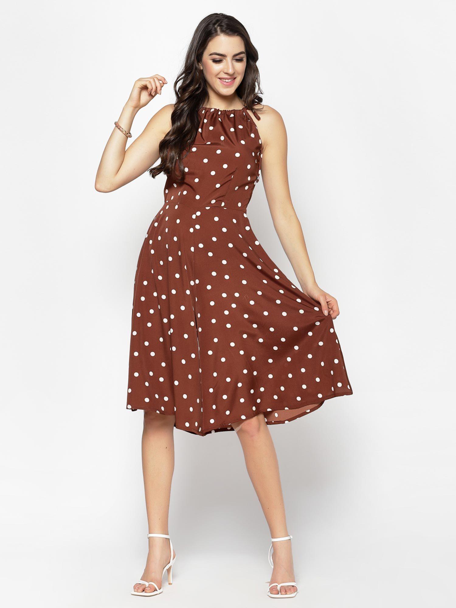 brown polka dots jumpsuit