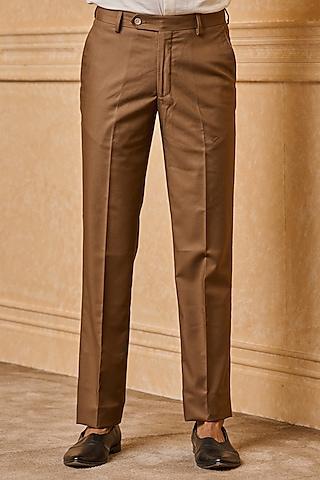 brown polyester blend trousers