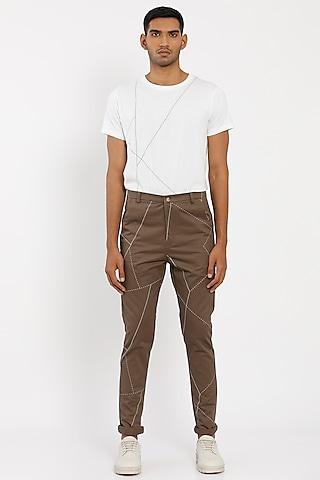 brown premium cotton trousers