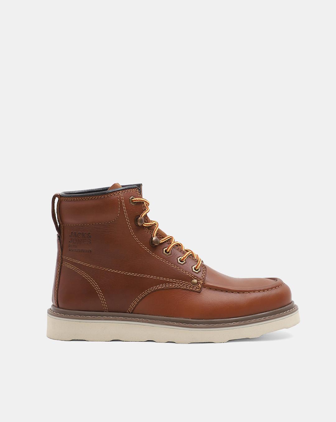 brown premium leather boots