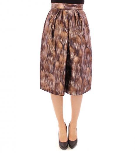 brown printed floral skirt