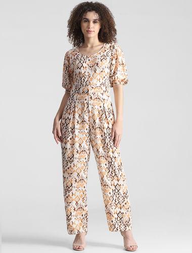 brown printed jumpsuit