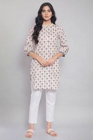 brown printed kurta