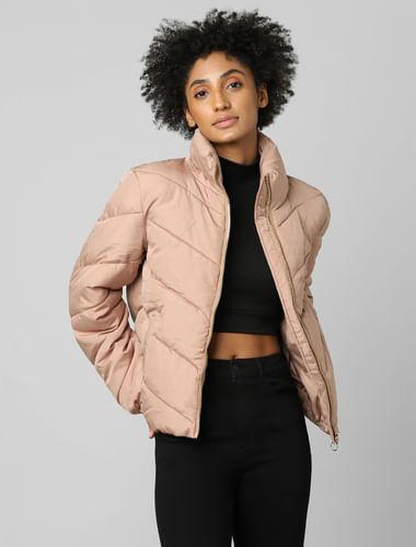 brown puffer jacket