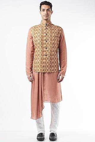 brown raw silk bundi jacket