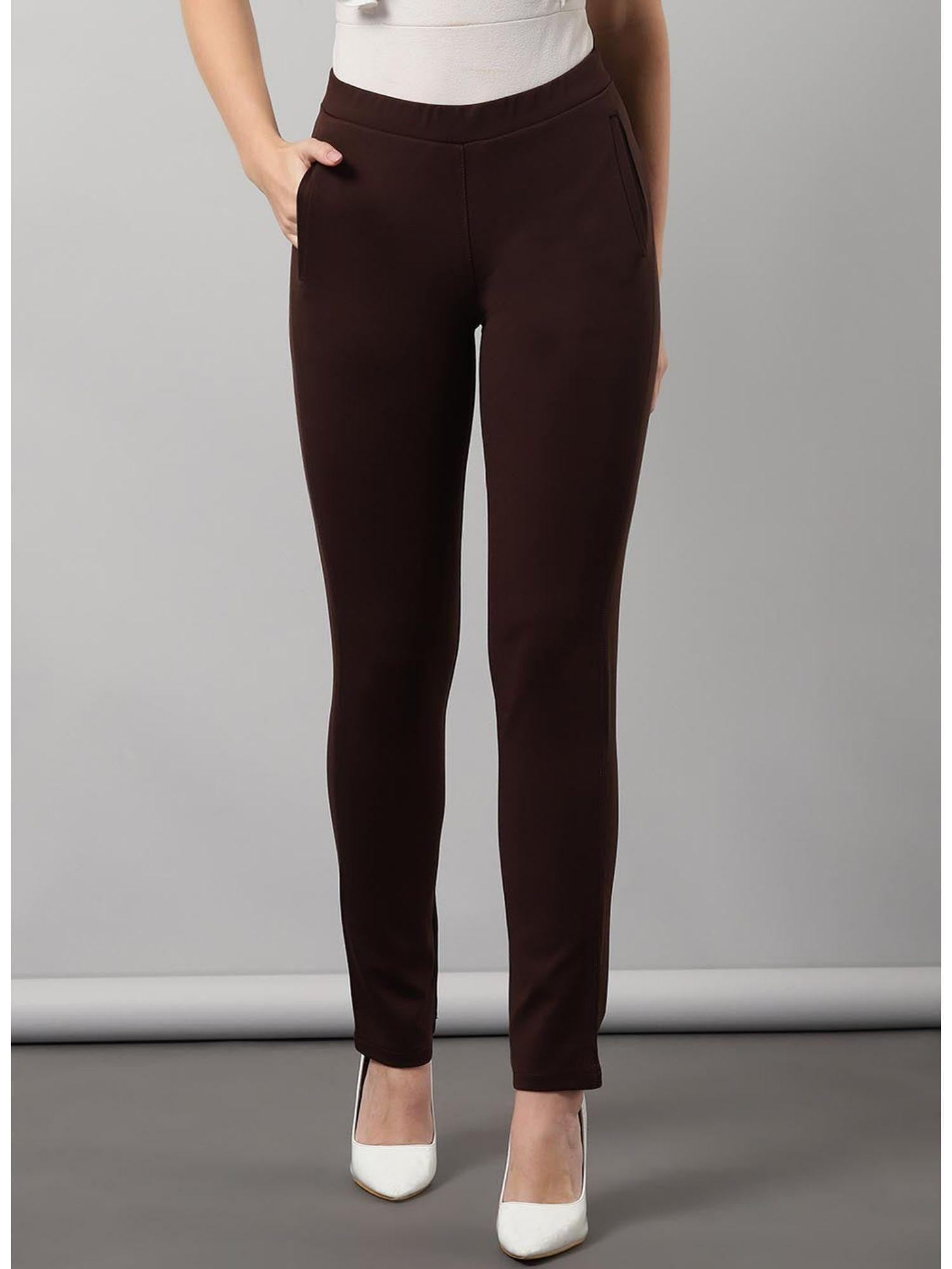 brown regular plain pant