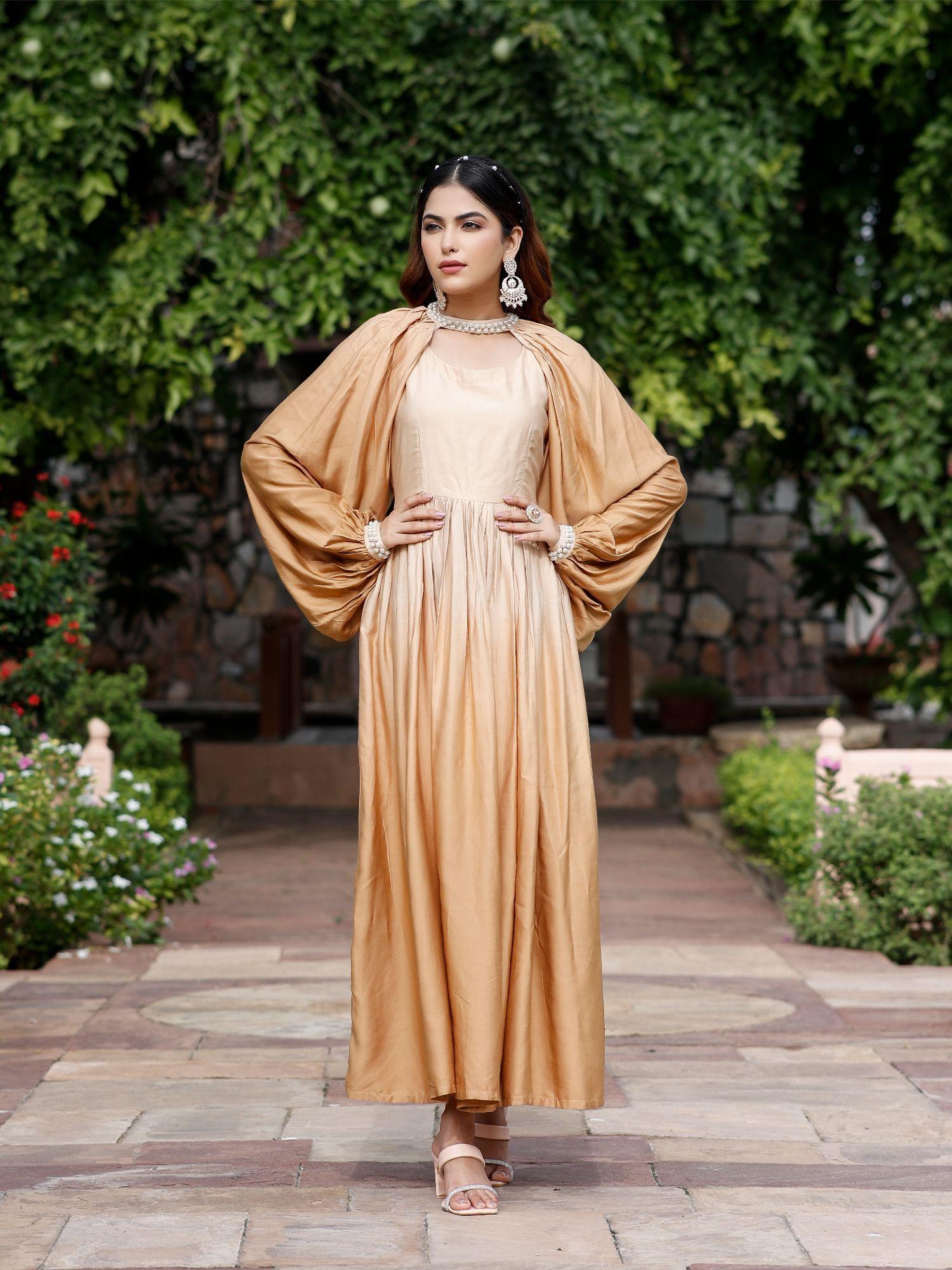 brown-sand ombre maxi dress