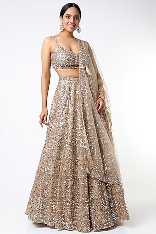 brown sequins embroidered lehenga set