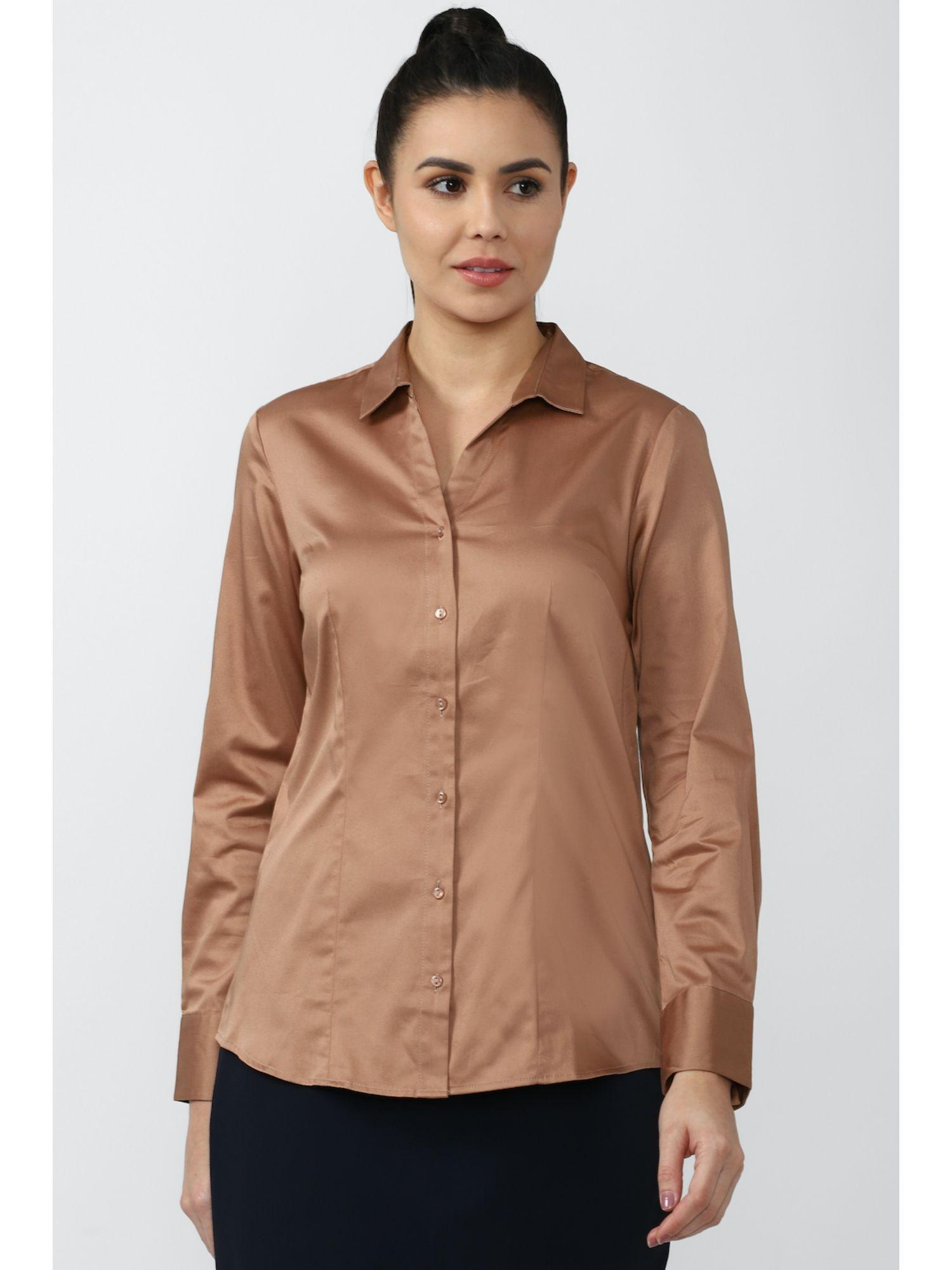 brown shirt solid-plain