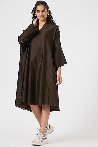 brown silk chanderi choga dress