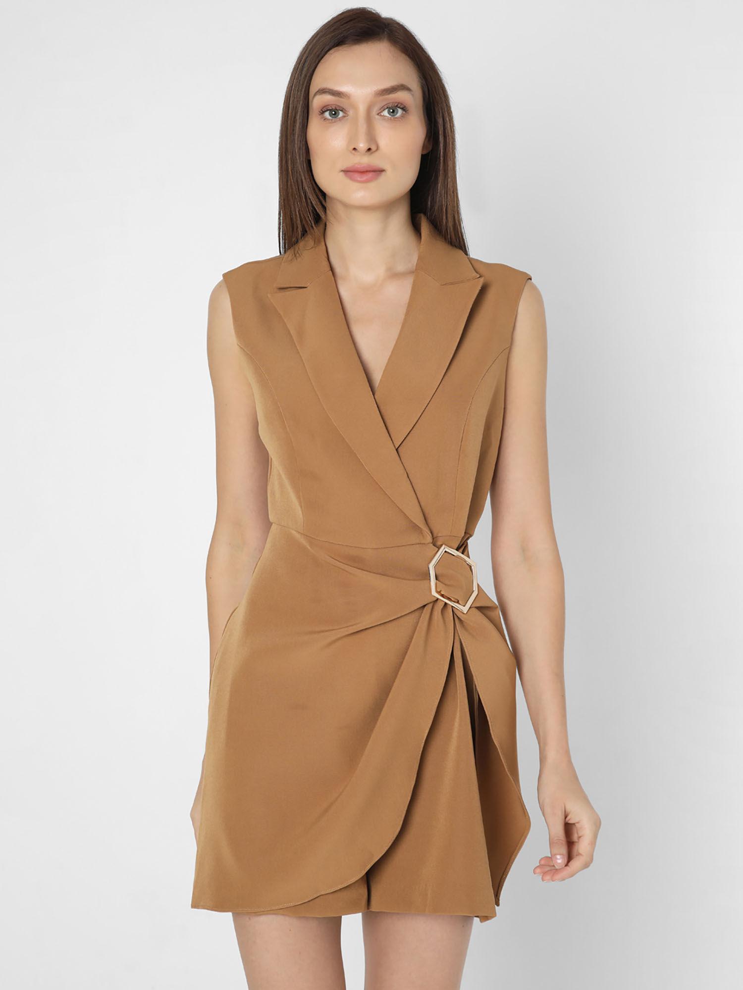 brown sleeveless playsuit