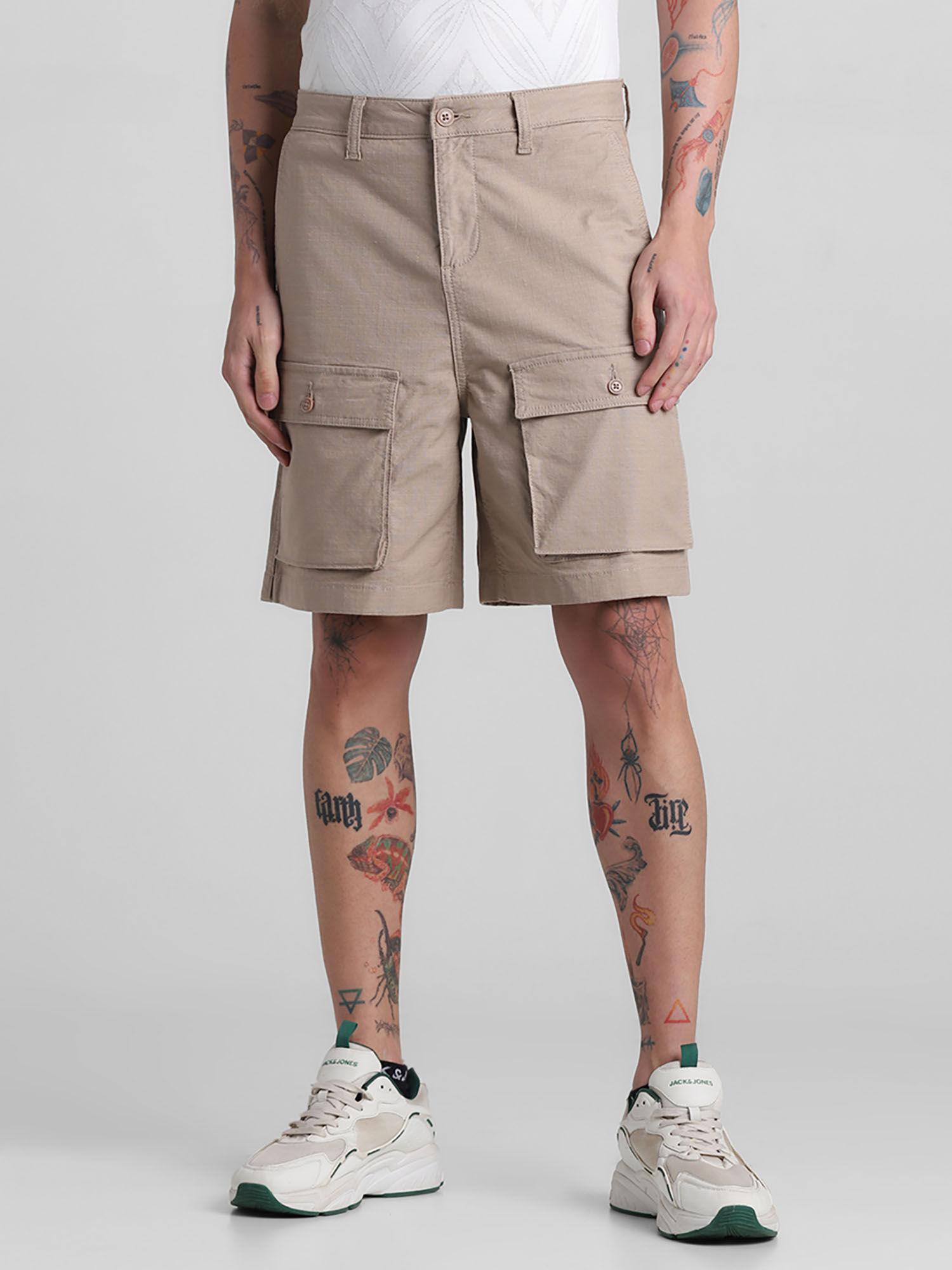 brown slim fit stretch shorts