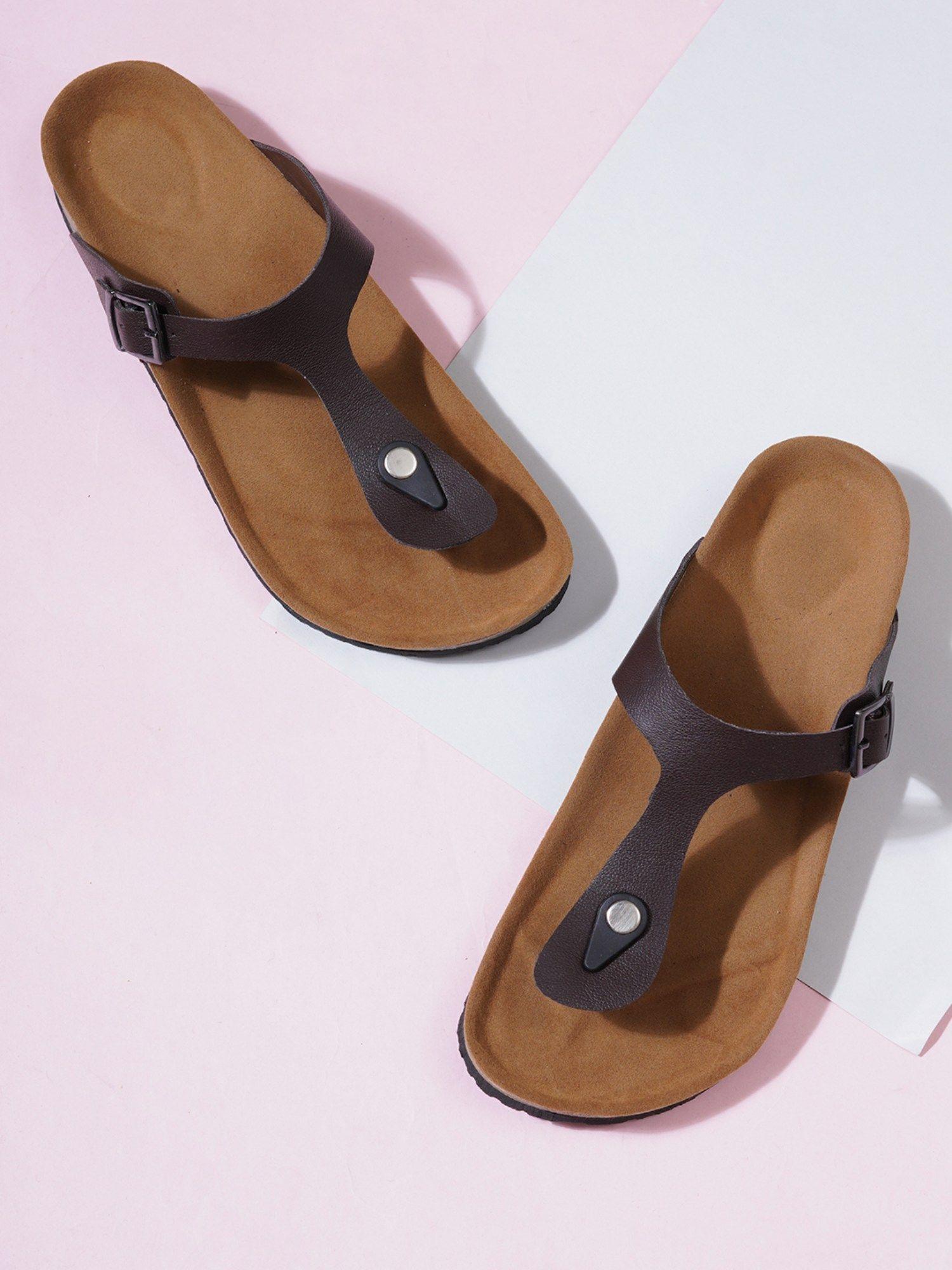 brown slip on sandals for men