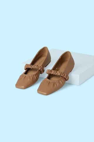 brown solid casual women ballerinas