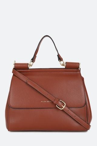 brown solid evening polyurethane women handbag