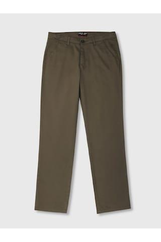 brown solid full length casual boys regular fit trousers