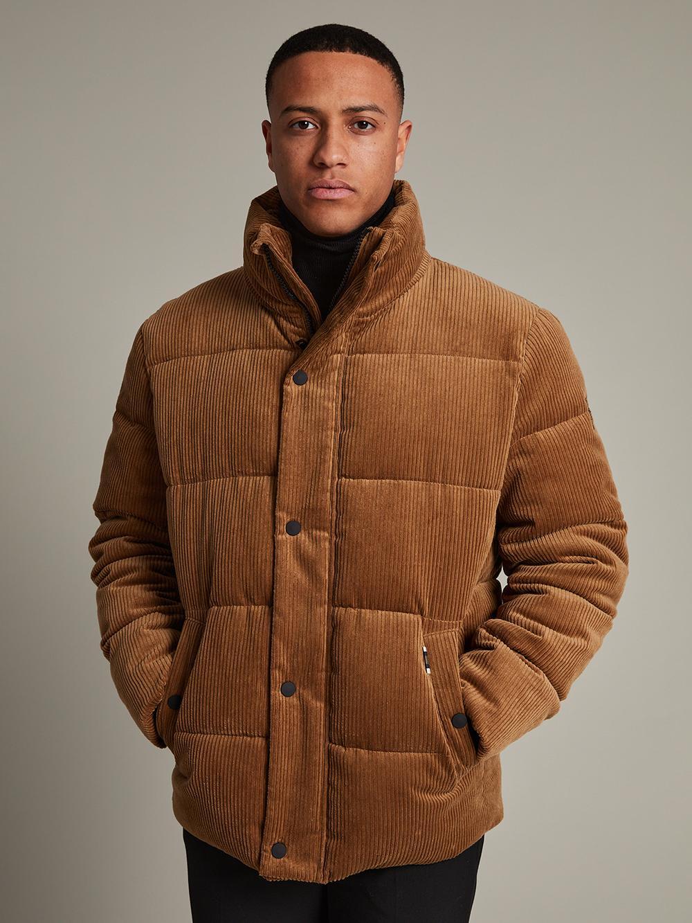 brown solid high neck jacket