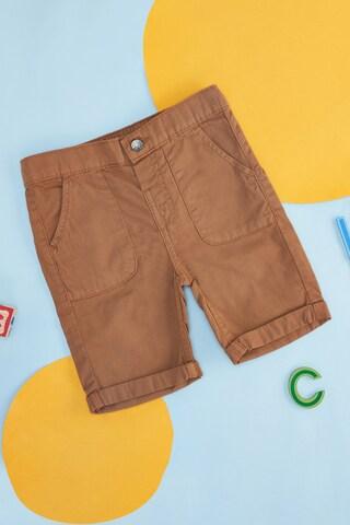 brown solid knee length low rise casual baby regular fit shorts